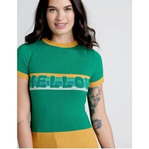 Women's Green and Yellow Short Sleeve Tee